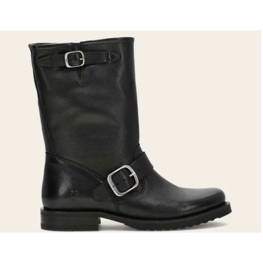 Frye Veronica Short Black Leather Moto Boots 76509 Womens Size 7.5 B